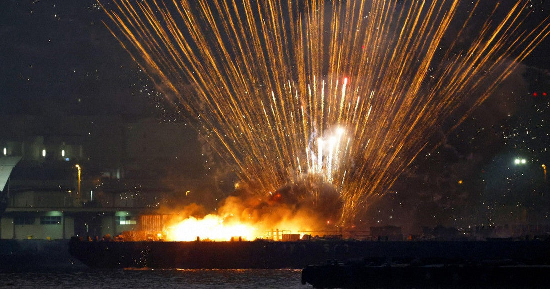 Fire Breaks Out On Fireworks Barge
