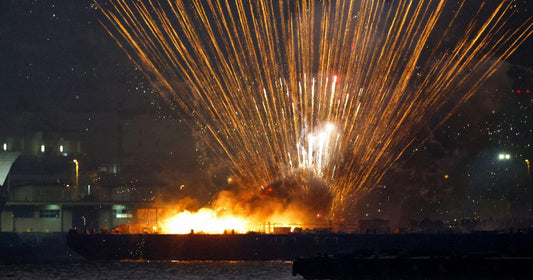Fire Breaks Out On Fireworks Barge