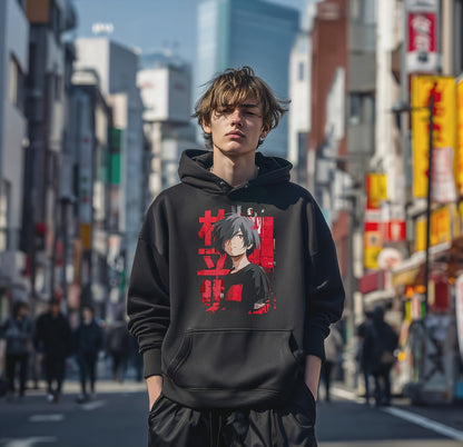 Anime Hoodie for Teens, Japanese Streetwear Hoodie Front Print, Cool Manga Character Sweatshirt, Unique Gift for Anime Fans